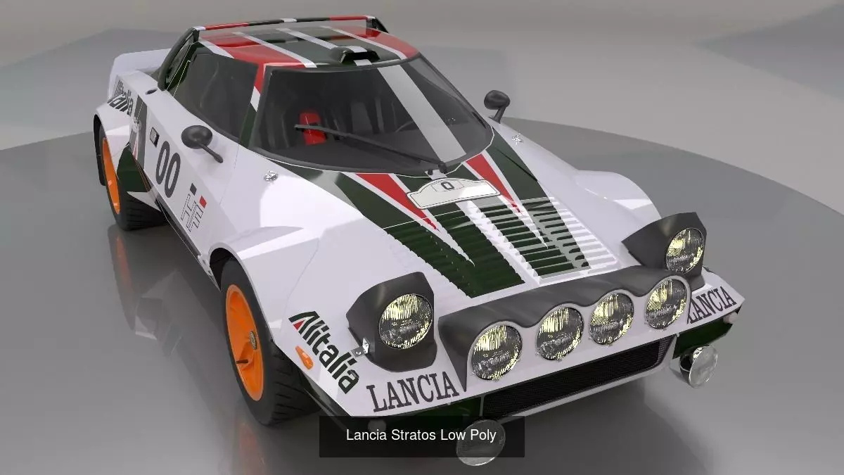 Lancia stratos High Poly and Low Poly 3D Model Collection_0