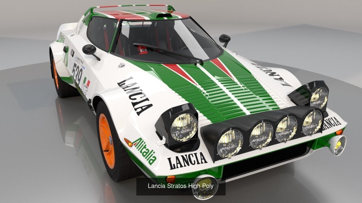 Lancia stratos High Poly and Low Poly 3D Model Collection_1