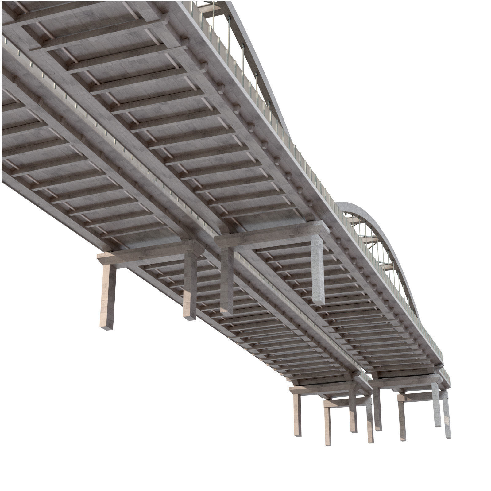 through arch bridge with a two-lane road 3D model_11