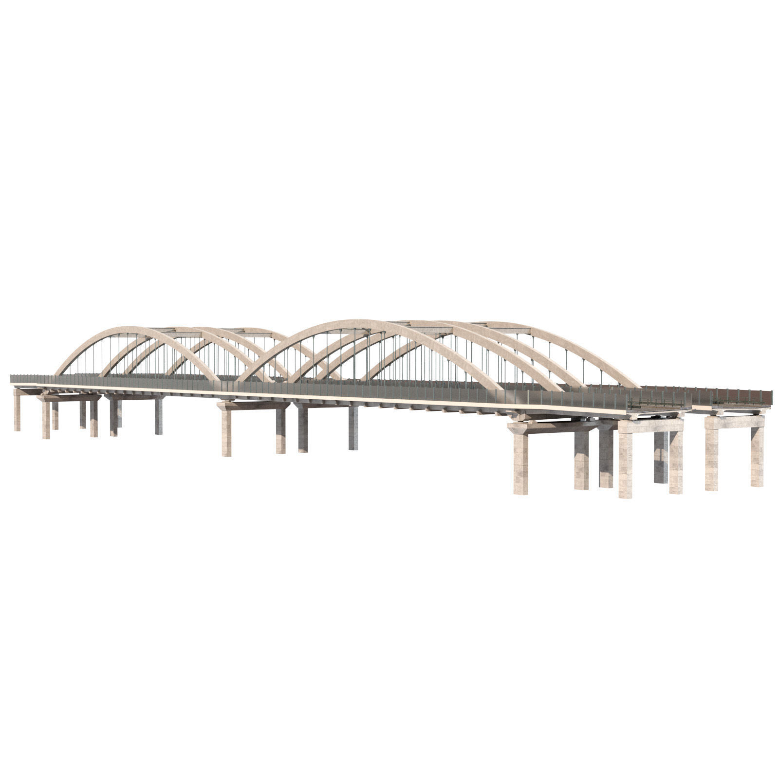 through arch bridge with a two-lane road 3D model_9