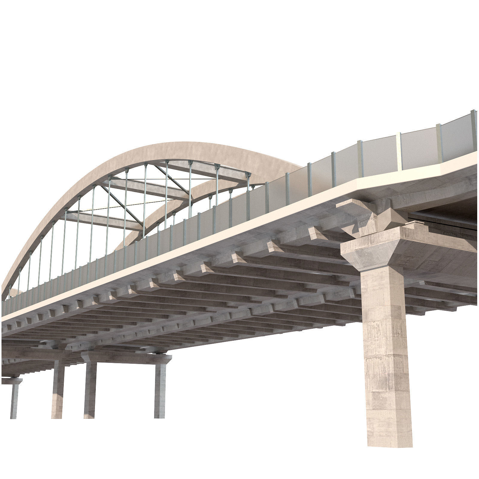 through arch bridge with a two-lane road 3D model_4