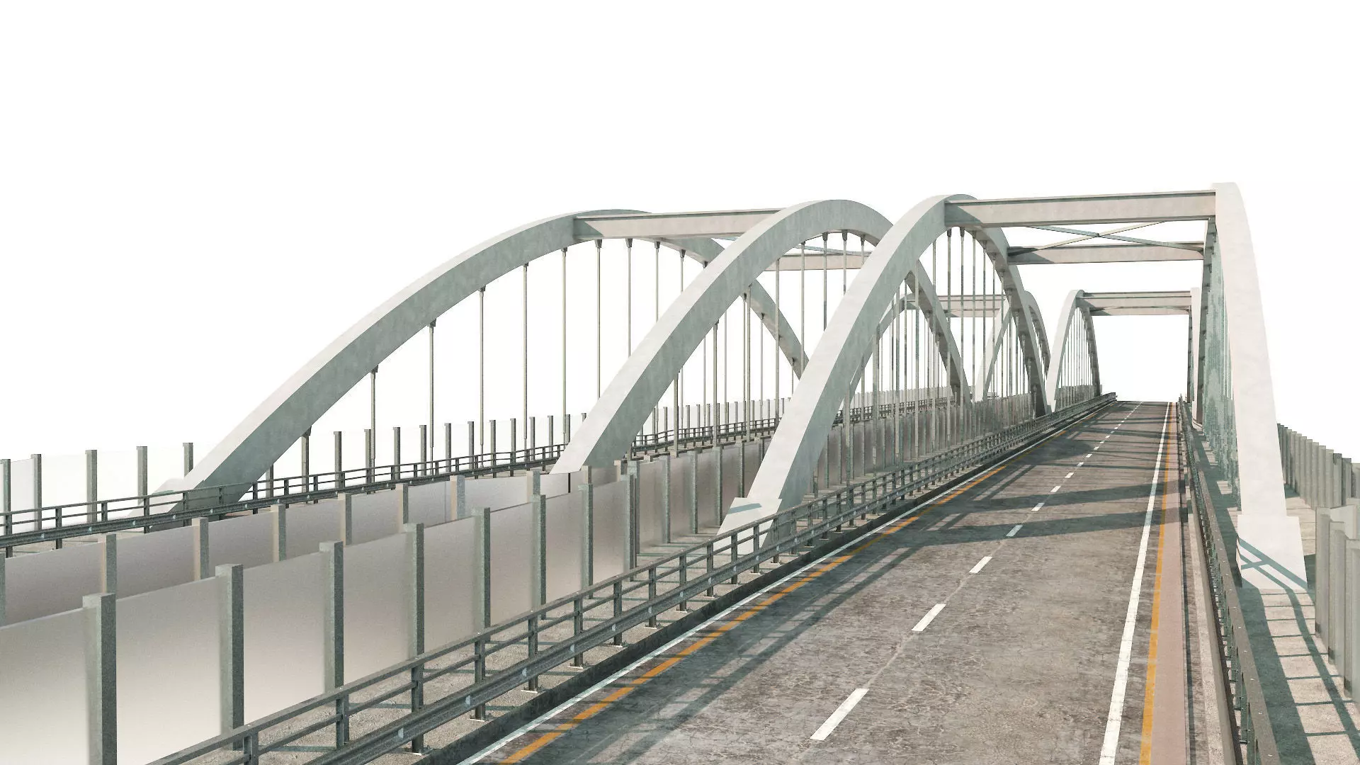 through arch bridge with a two-lane road 3D model_0