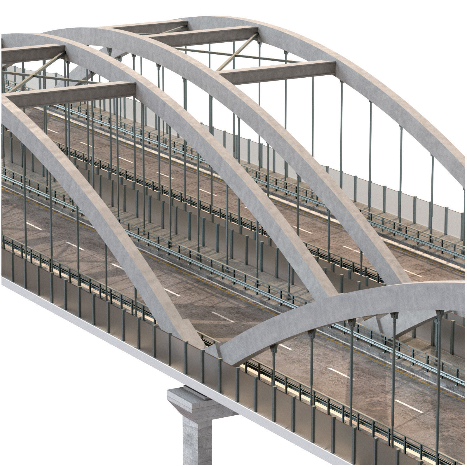through arch bridge with a two-lane road 3D model_5