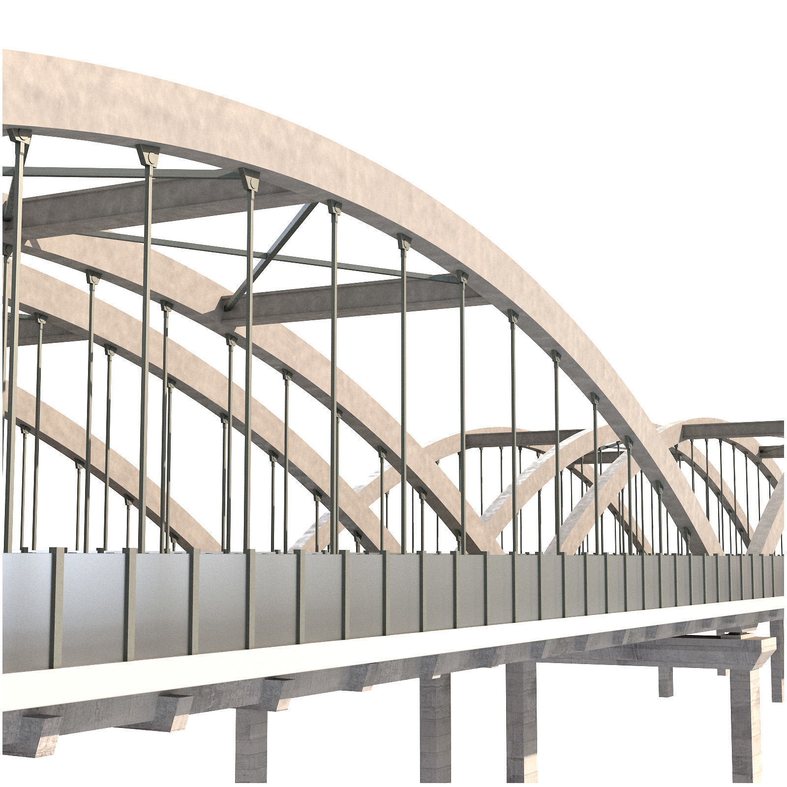 through arch bridge with a two-lane road 3D model_10