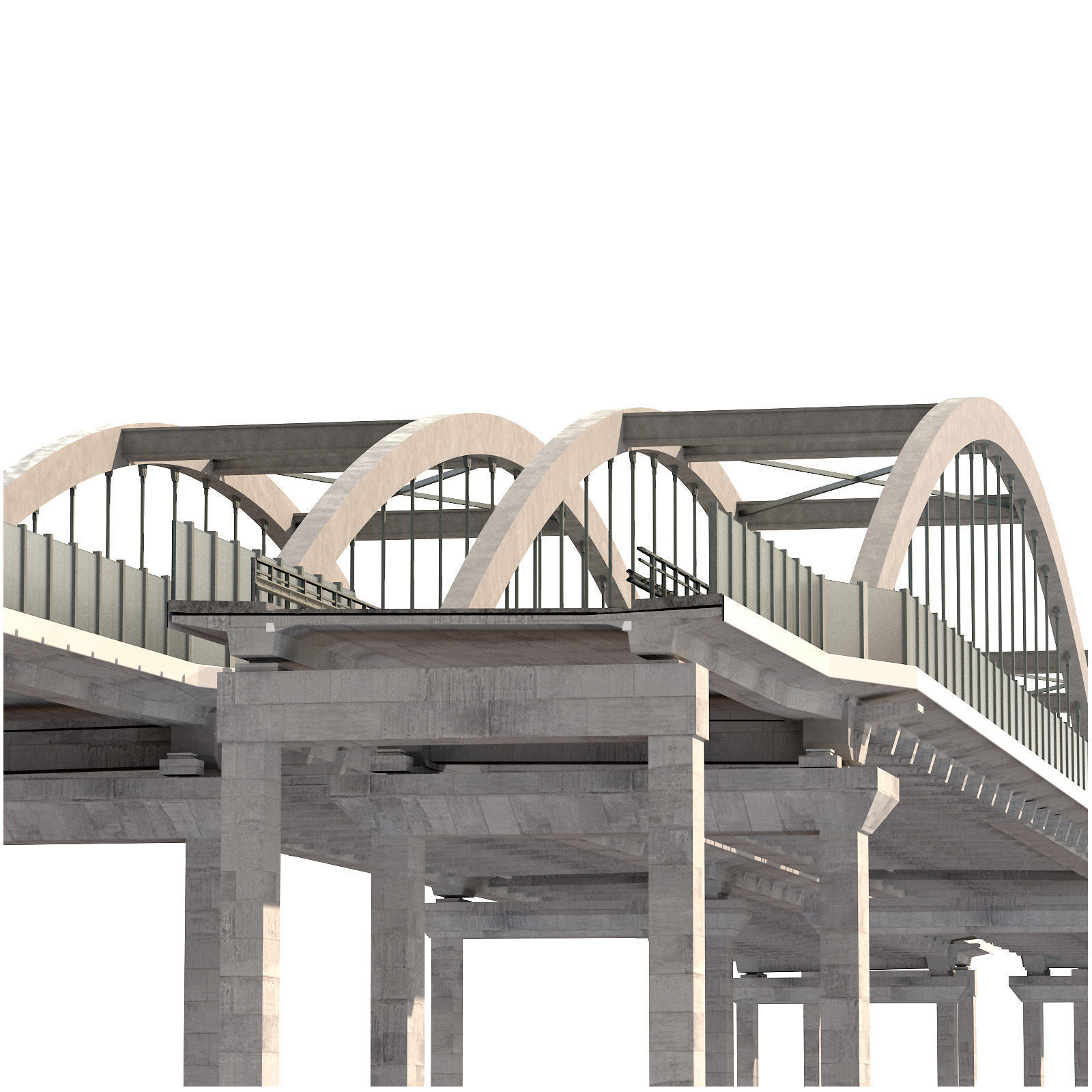 through arch bridge with a two-lane road 3D model_6