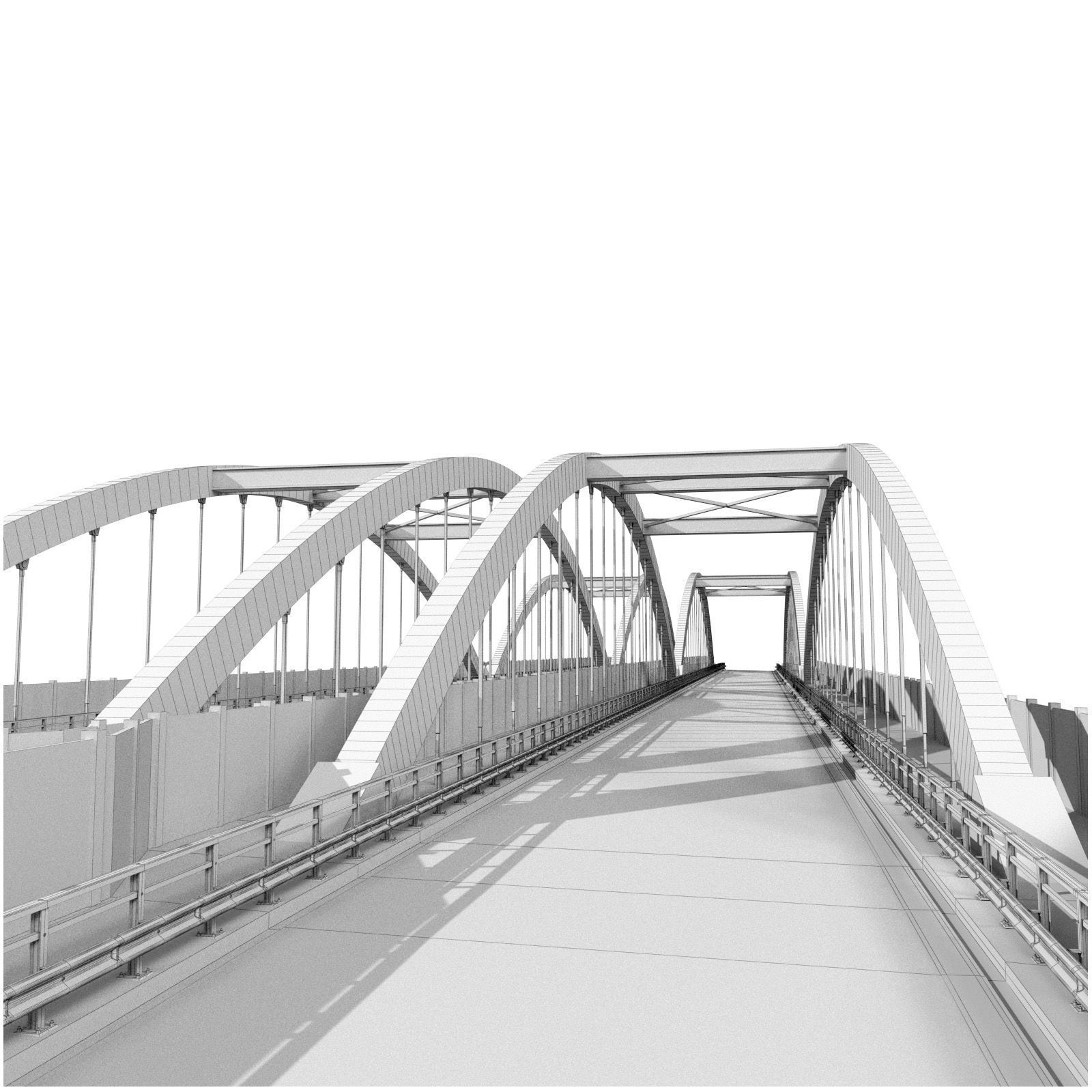 through arch bridge with a two-lane road 3D model_14