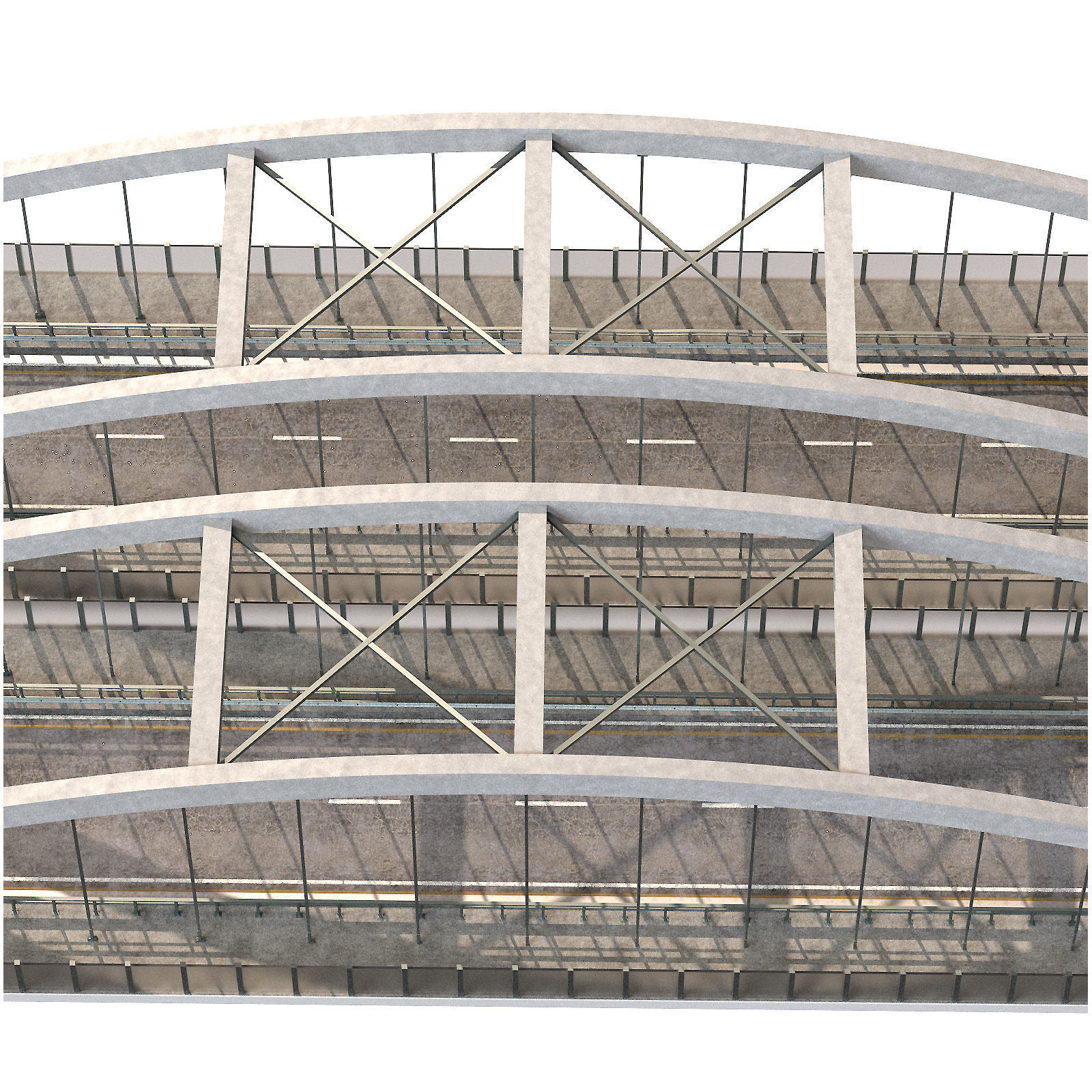 through arch bridge with a two-lane road 3D model_8