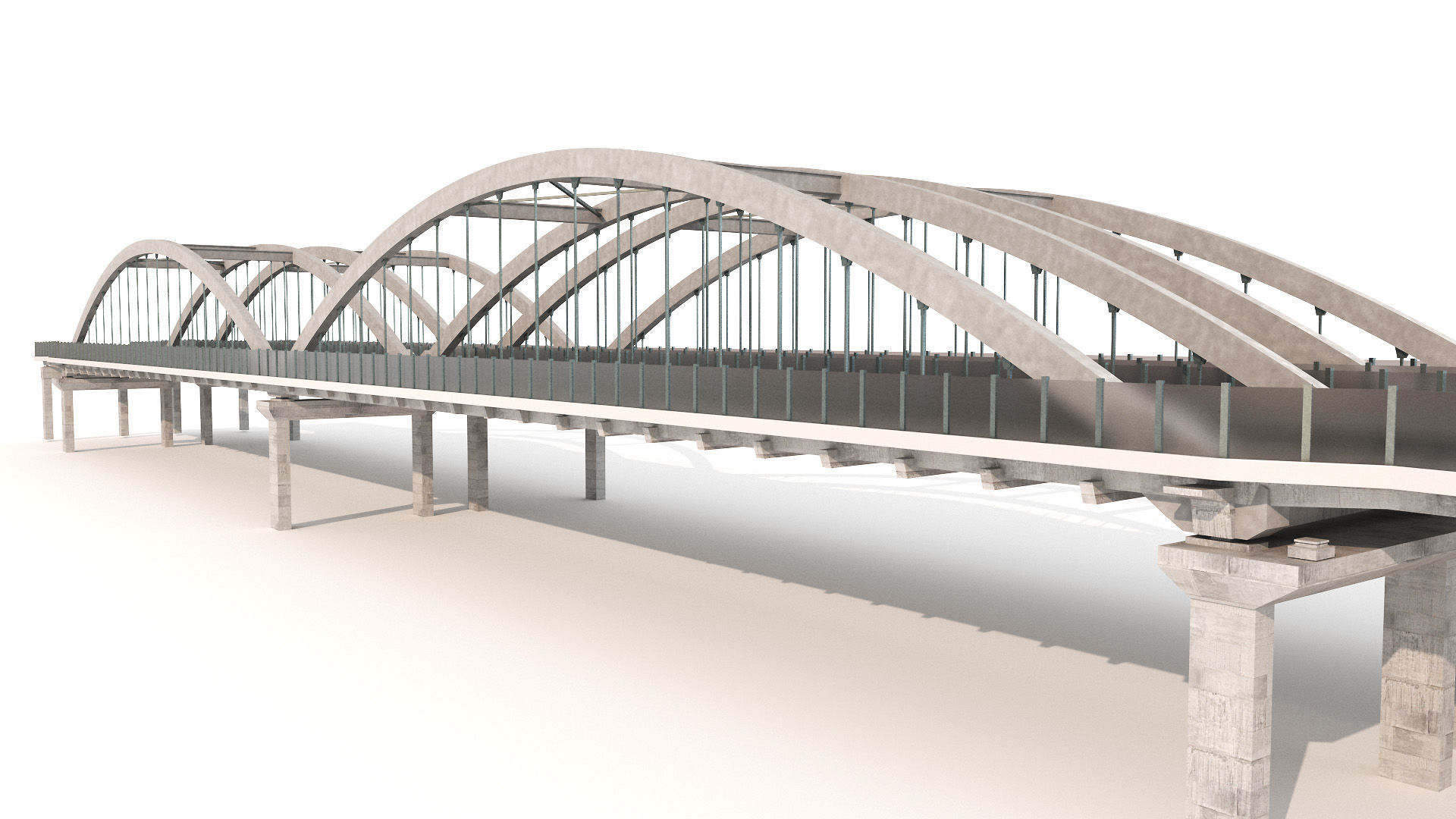through arch bridge with a two-lane road 3D model_19
