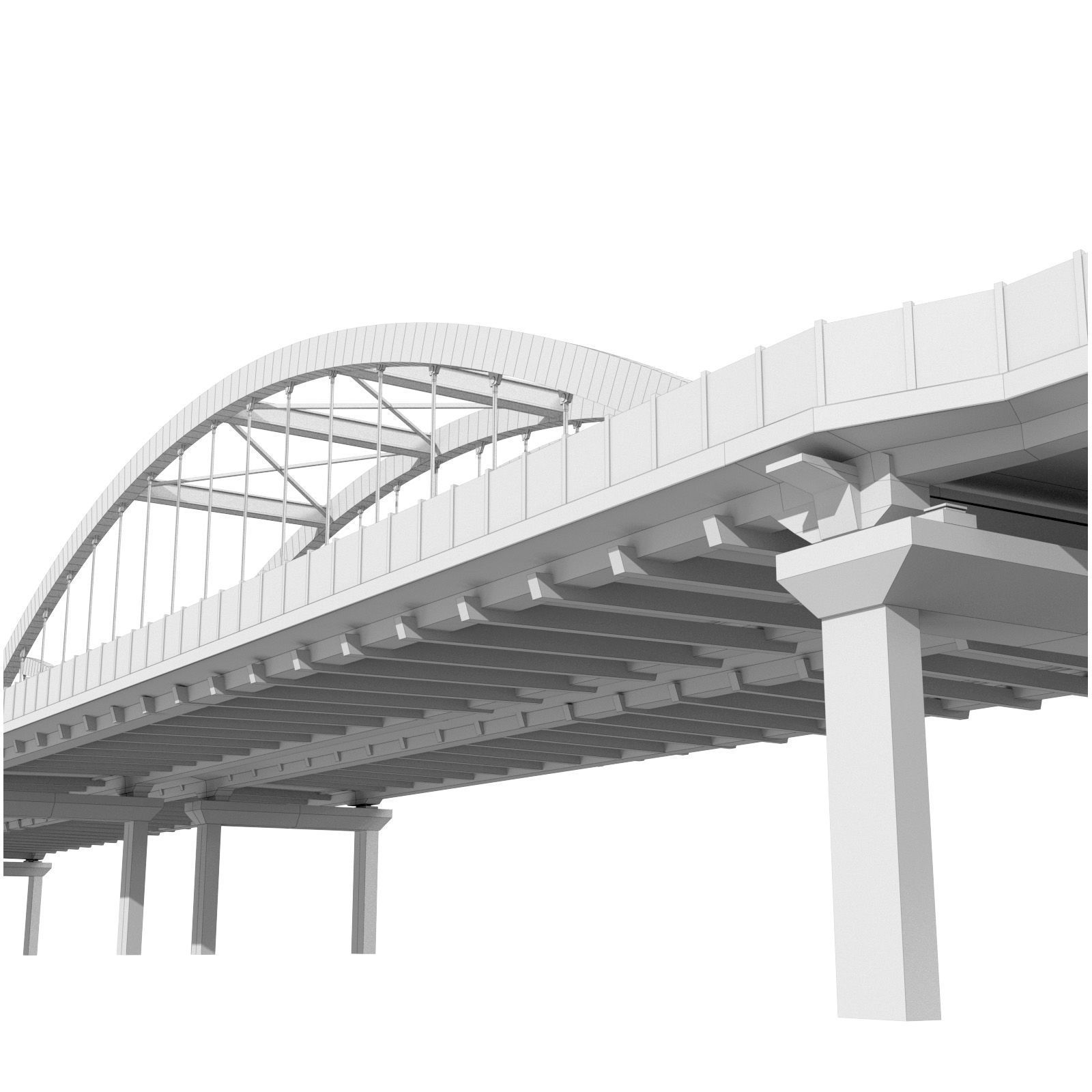 through arch bridge with a two-lane road 3D model_15