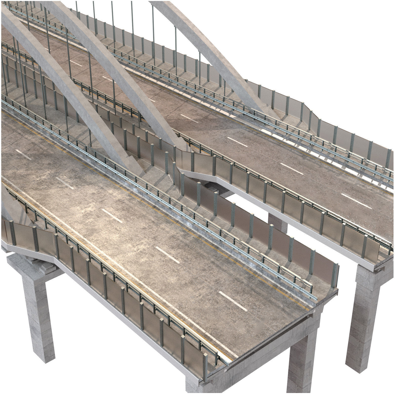 through arch bridge with a two-lane road 3D model_12