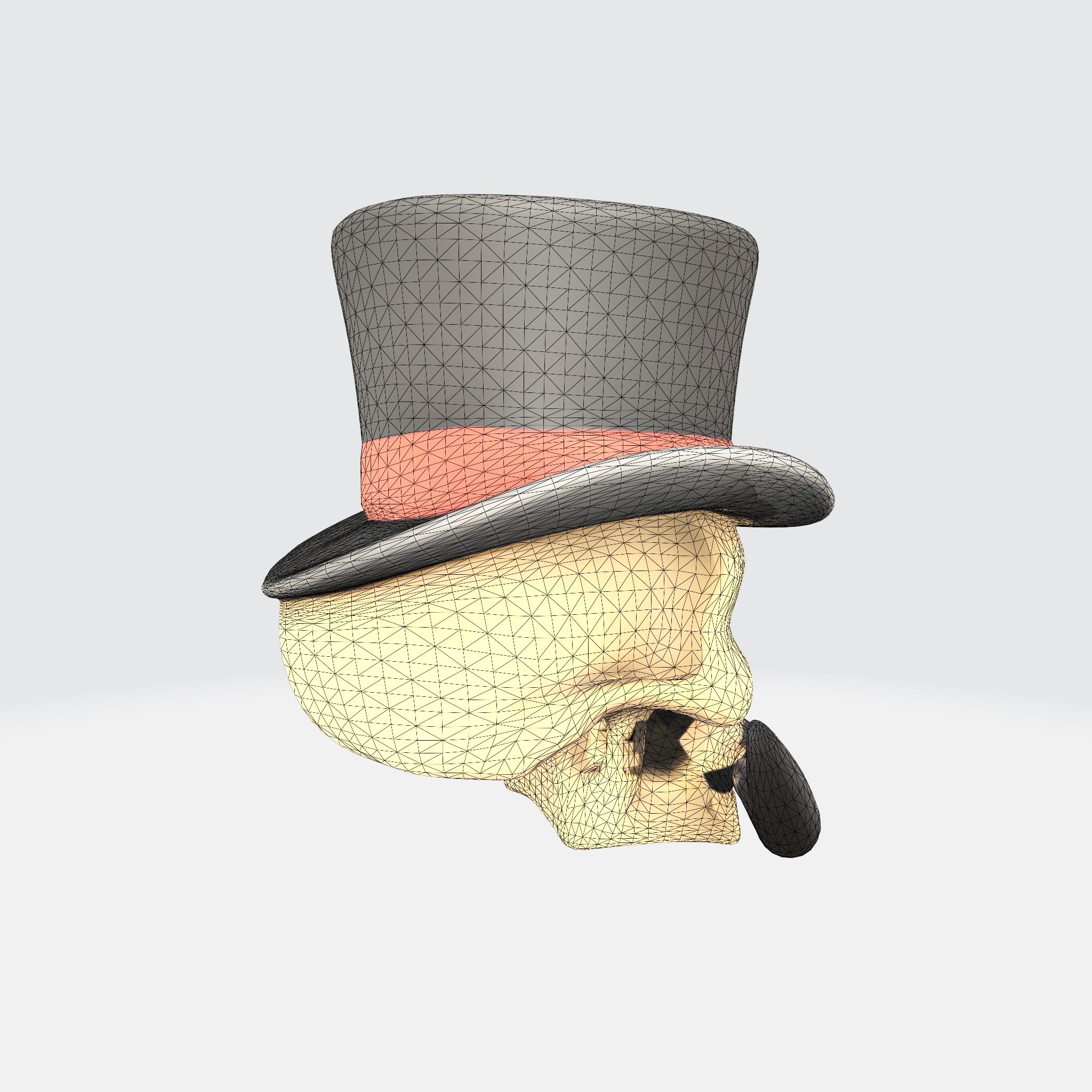 Mustache Skull With Top Hat 3D model_13