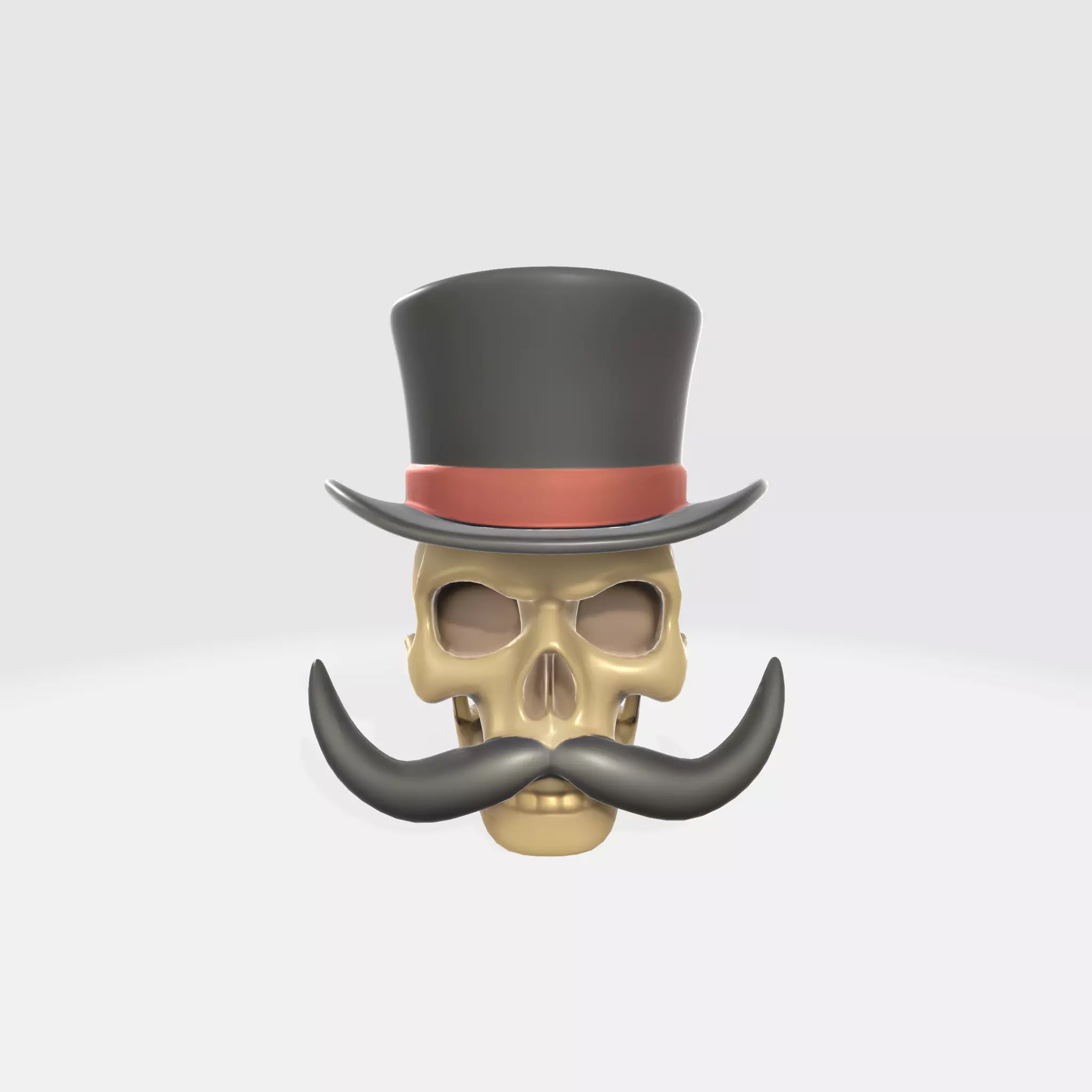 Mustache Skull With Top Hat 3D model_0