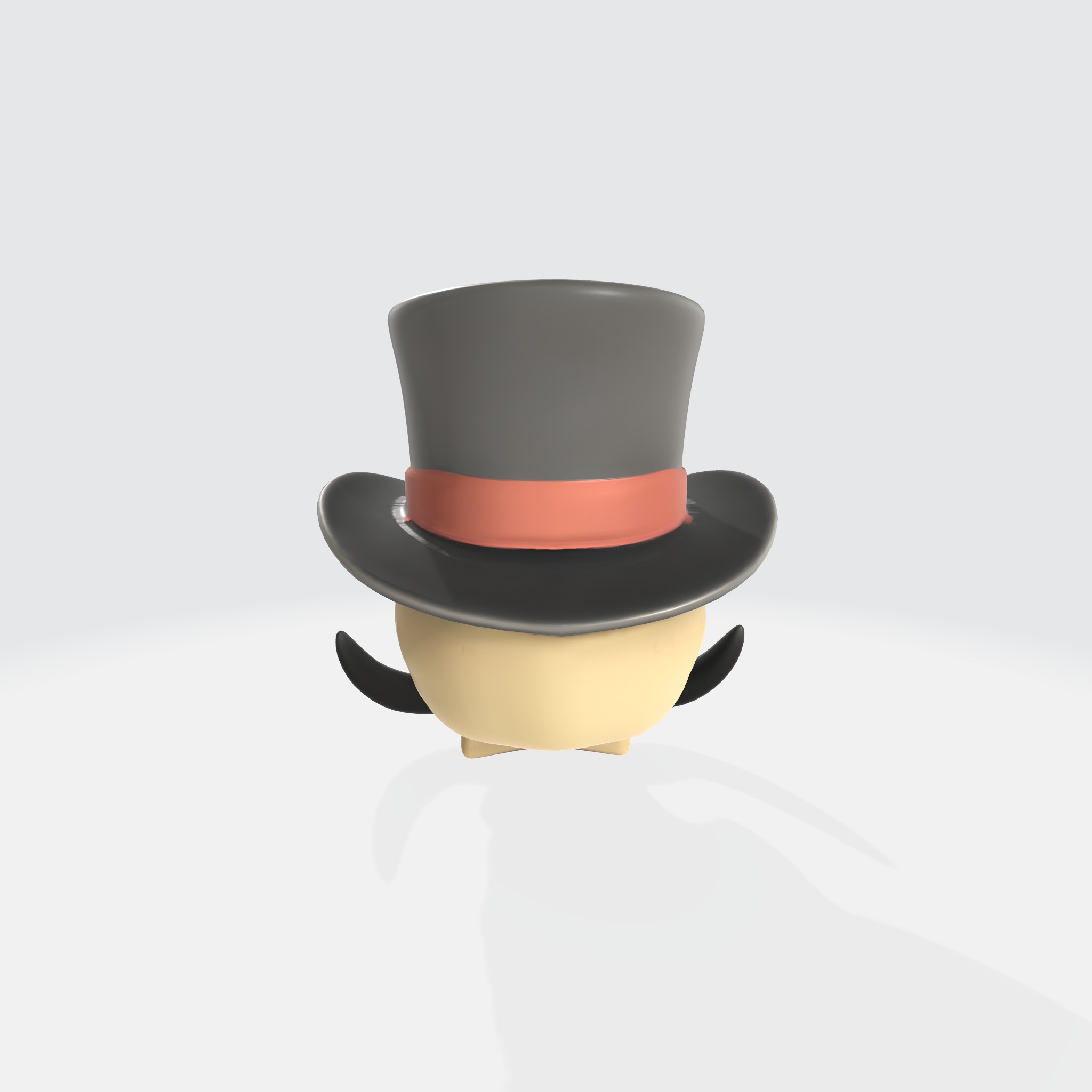 Mustache Skull With Top Hat 3D model_2