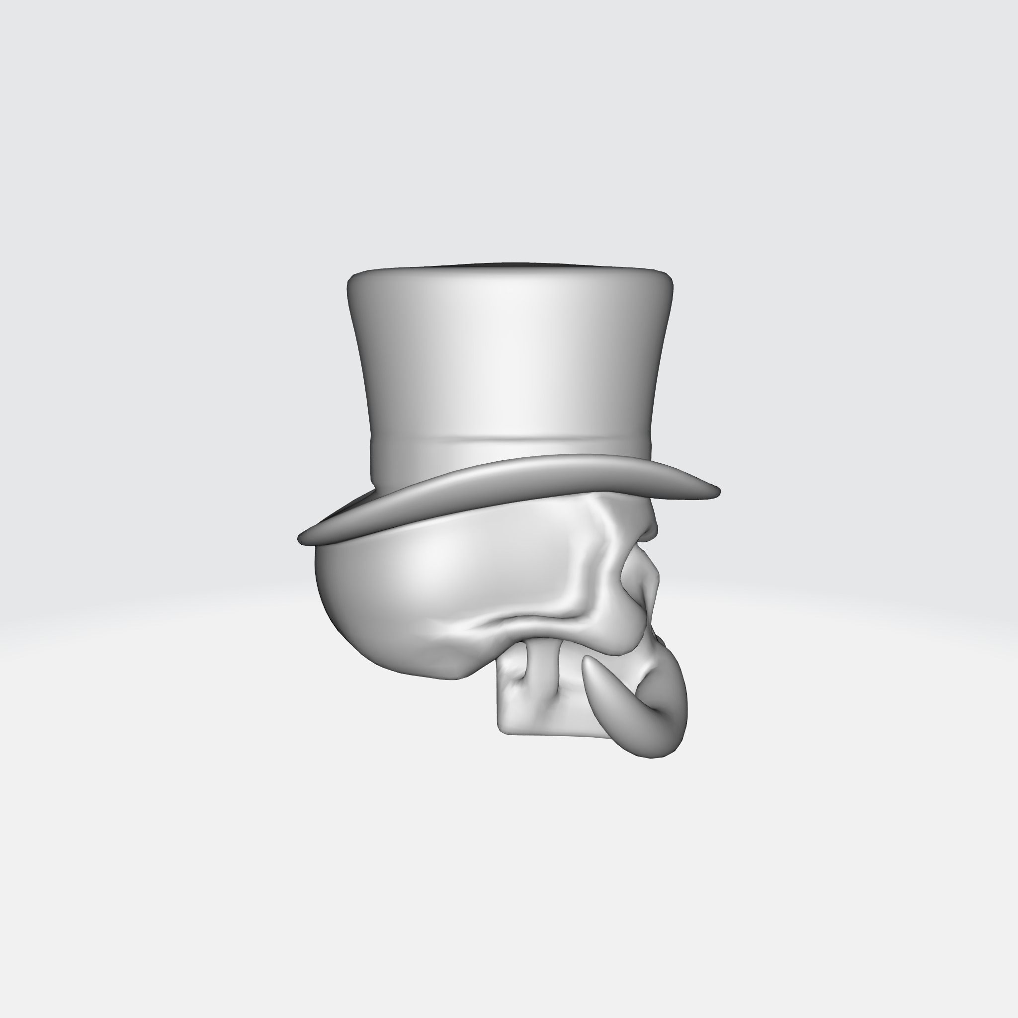 Mustache Skull With Top Hat 3D model_6