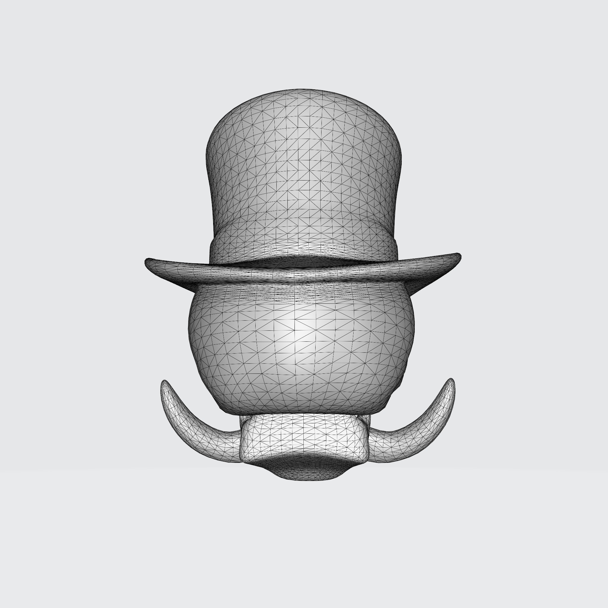 Mustache Skull With Top Hat 3D model_10