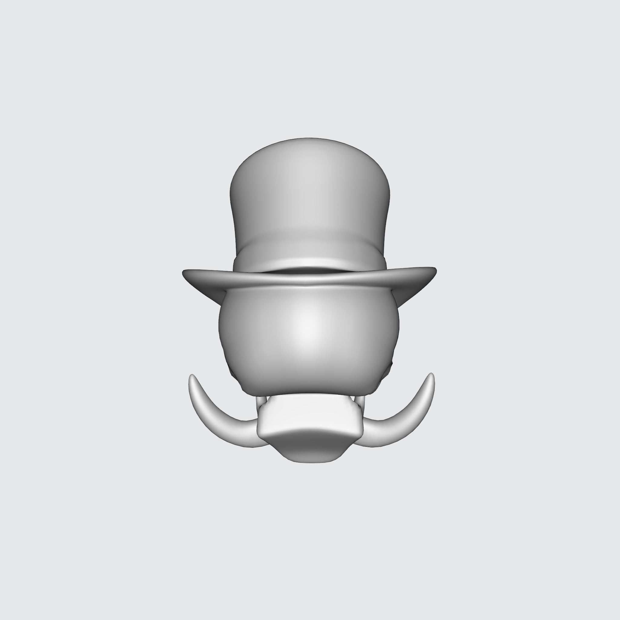 Mustache Skull With Top Hat 3D model_7