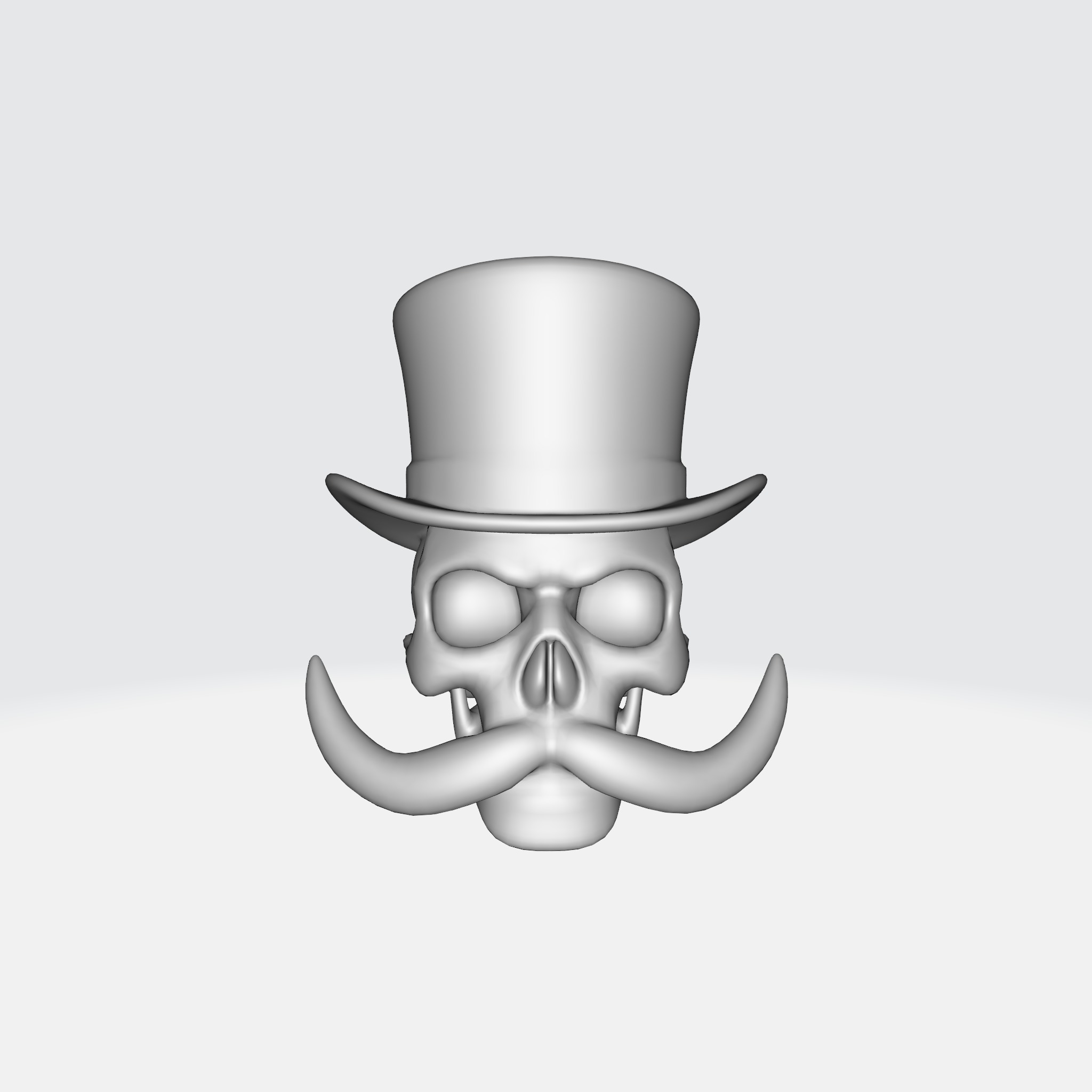 Mustache Skull With Top Hat 3D model_4