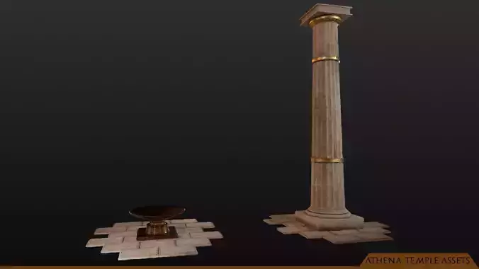 Ancient Greek Dorric Pillar and Mettalic Brazier  3D model