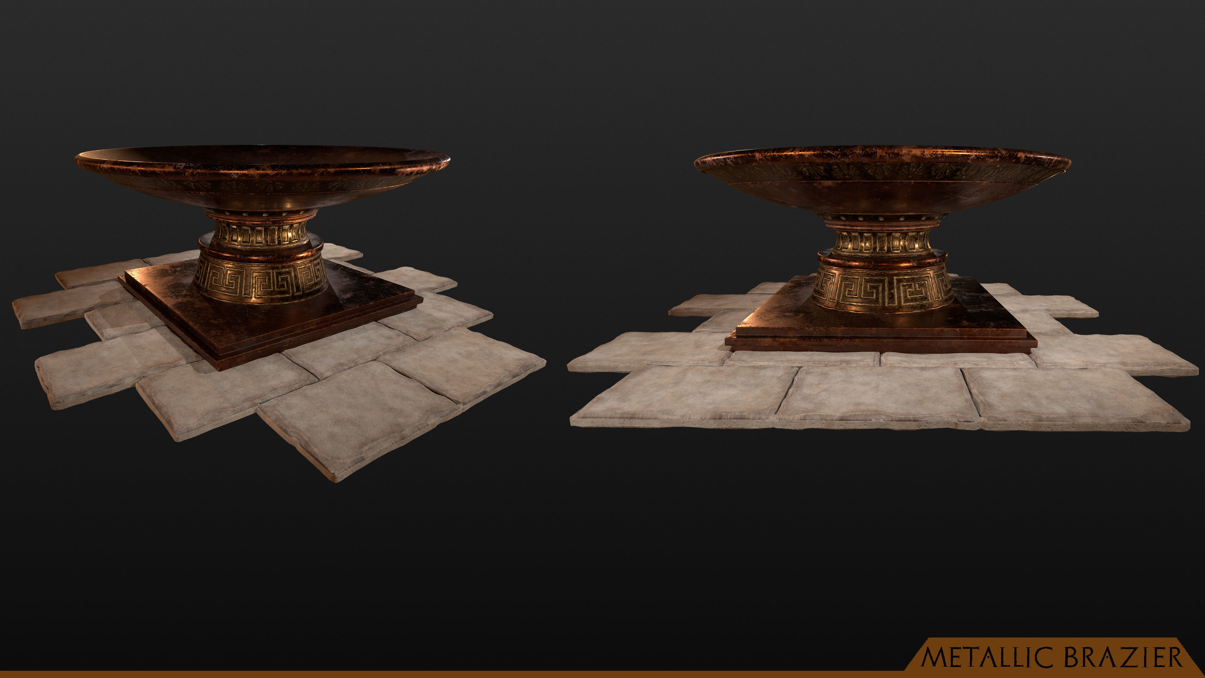 Ancient Greek Dorric Pillar and Mettalic Brazier 3D model_7