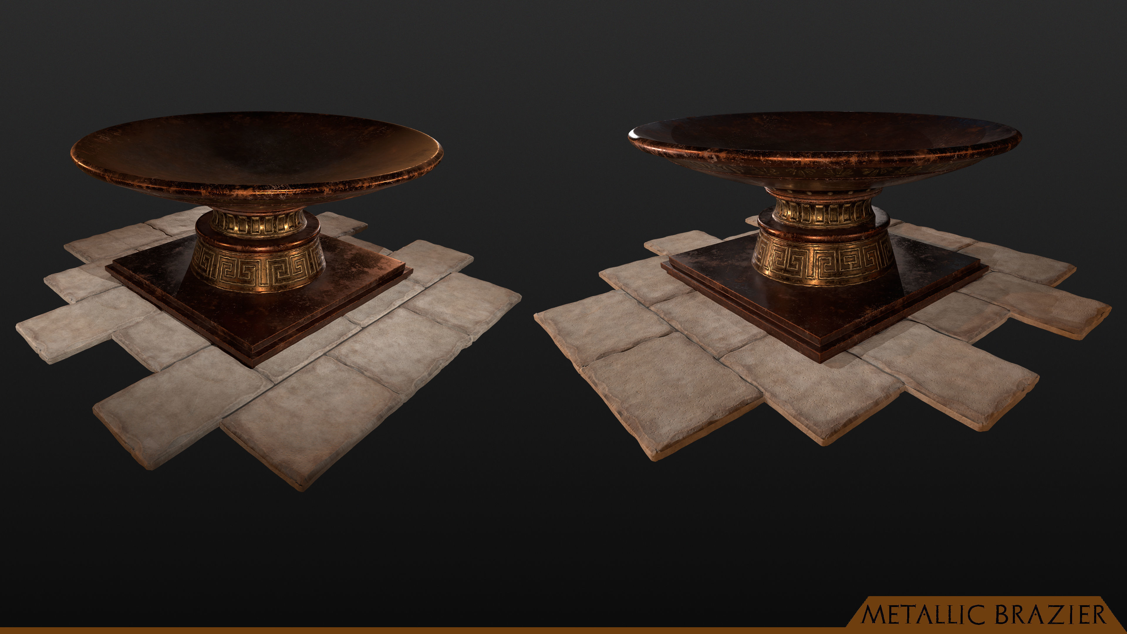 Ancient Greek Dorric Pillar and Mettalic Brazier 3D model_8