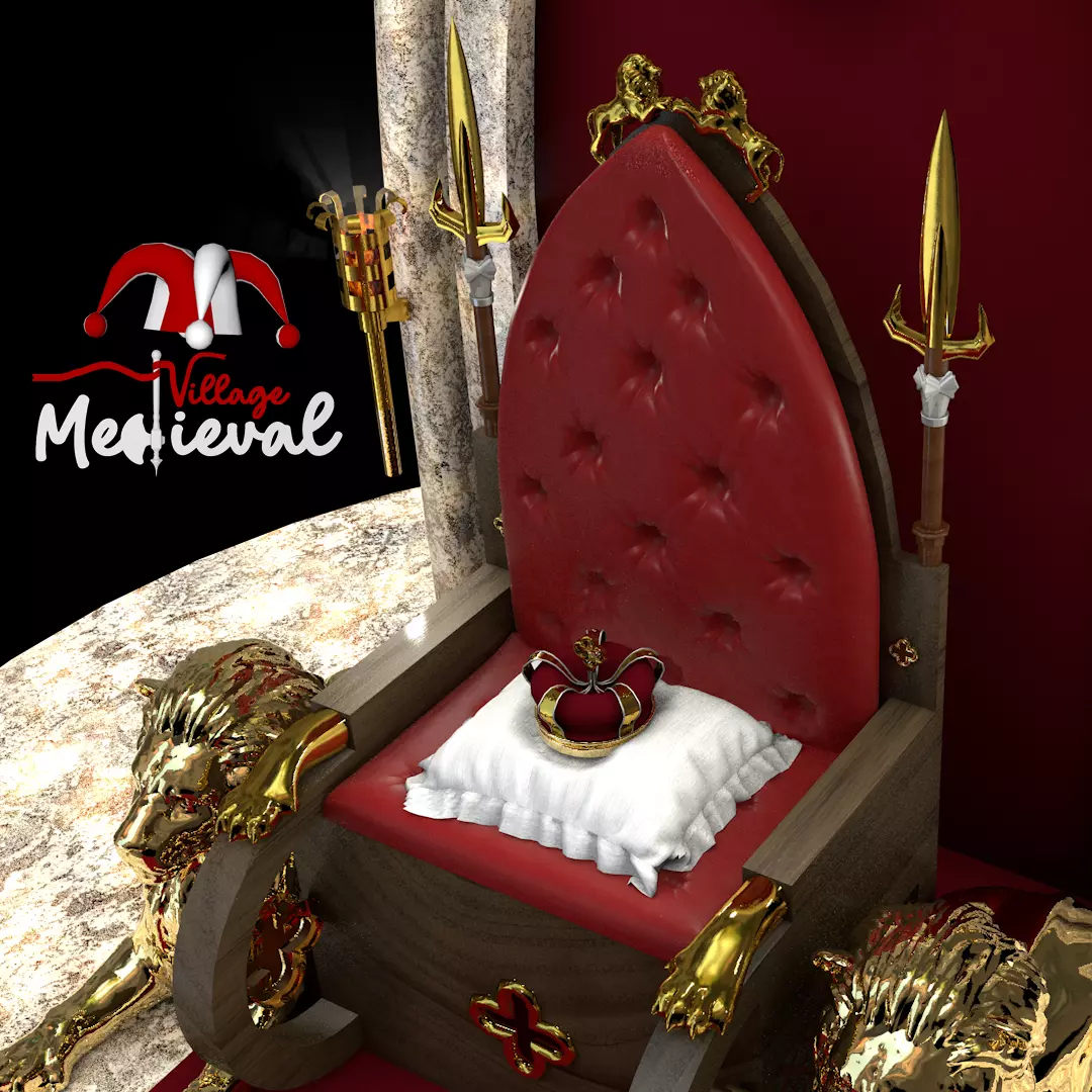 Medieval trono do rei 3D model