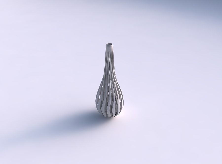 Vase tall curved with sharp muscle structure long neck 3D print model_0