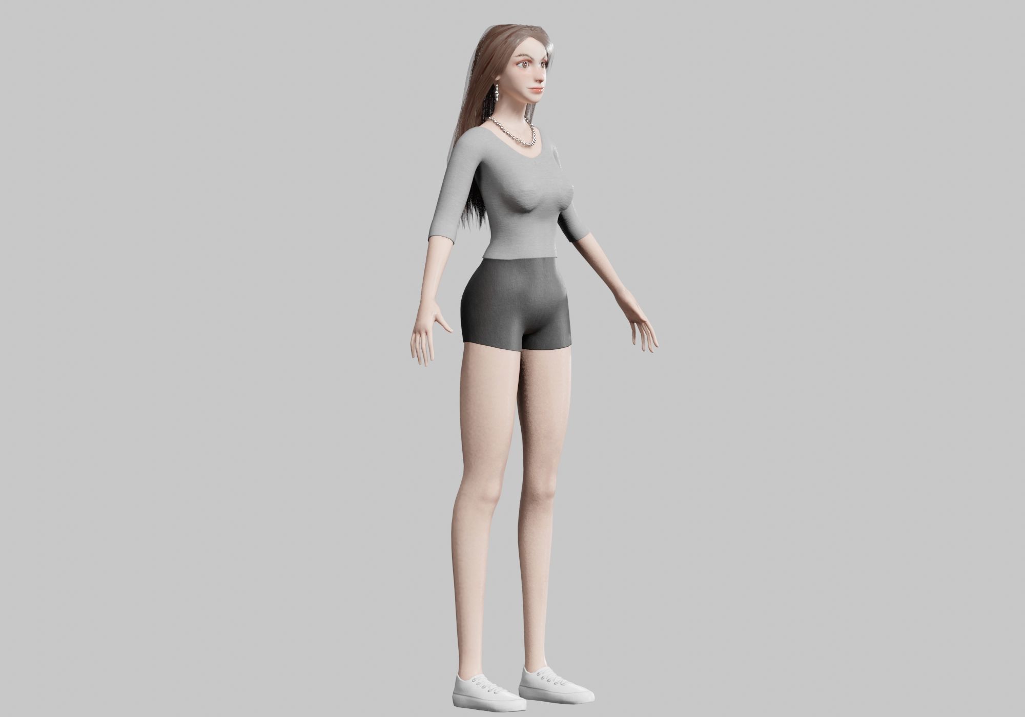 Standard cute Woman V33978  Low-poly 3D model_3