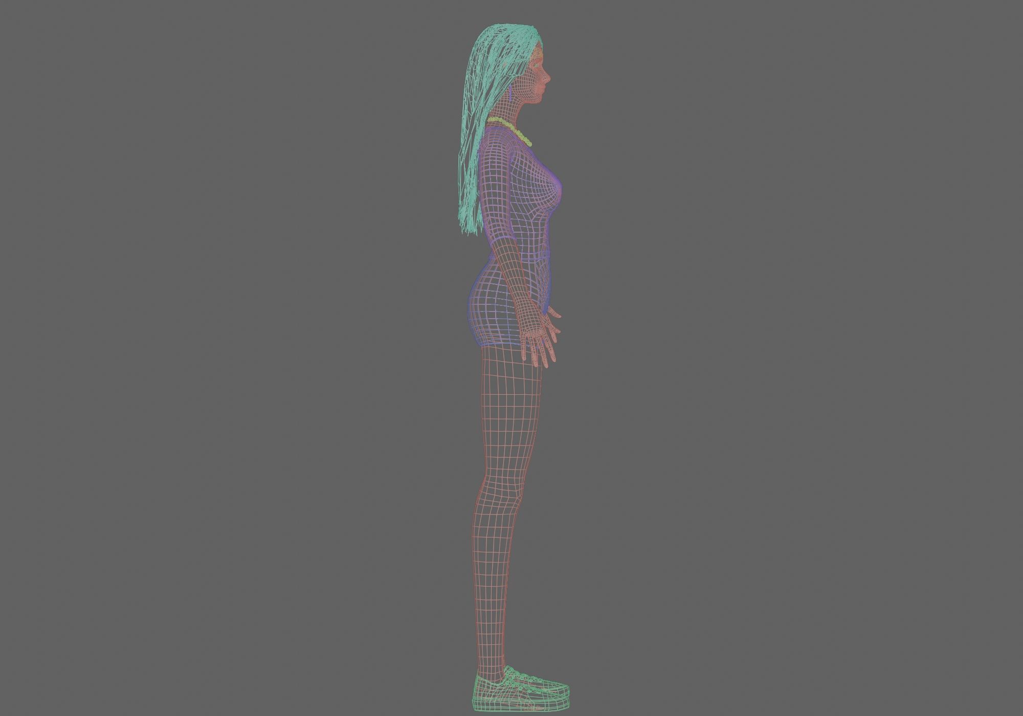 Standard cute Woman V33978  Low-poly 3D model_11