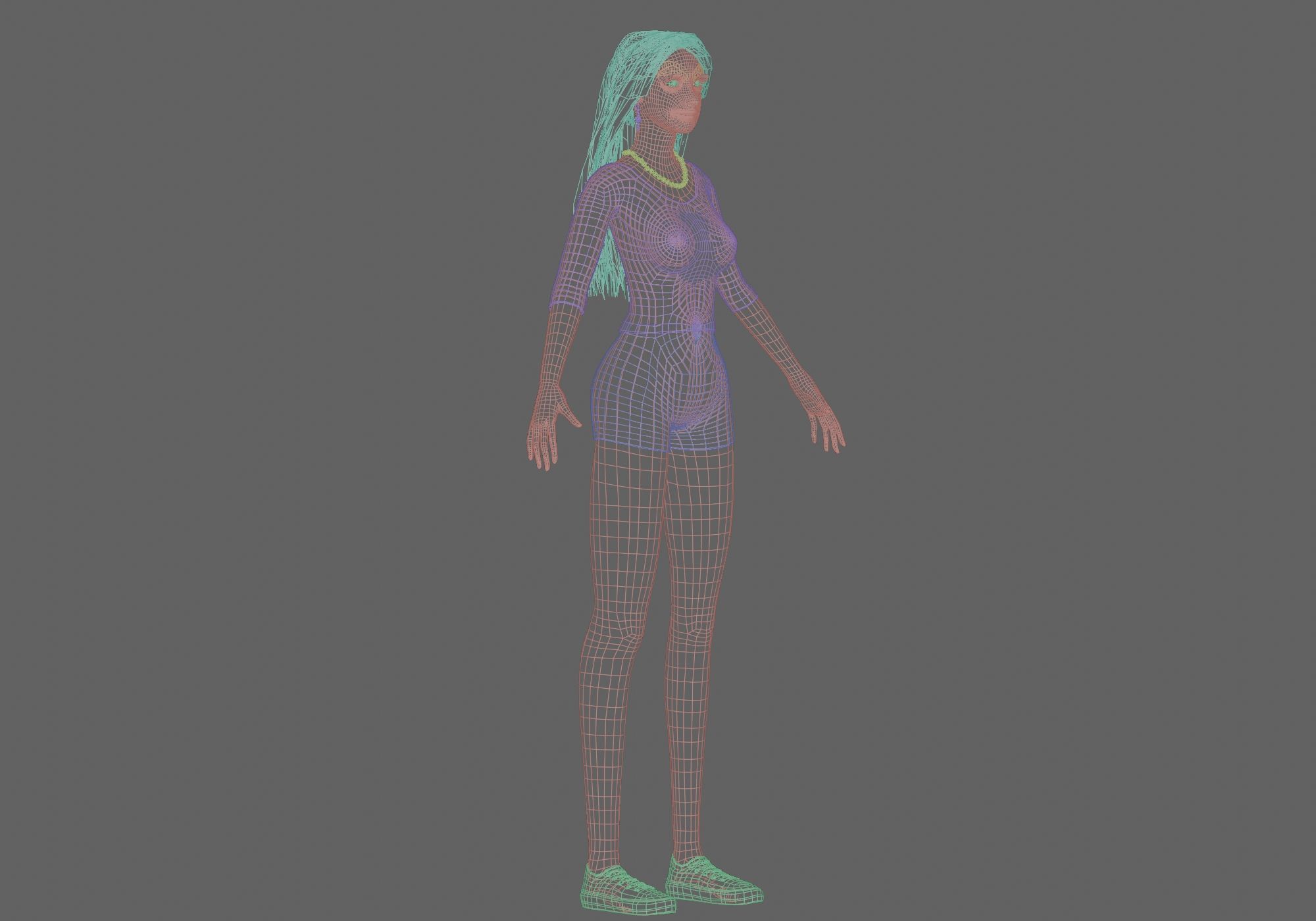 Standard cute Woman V33978  Low-poly 3D model_10