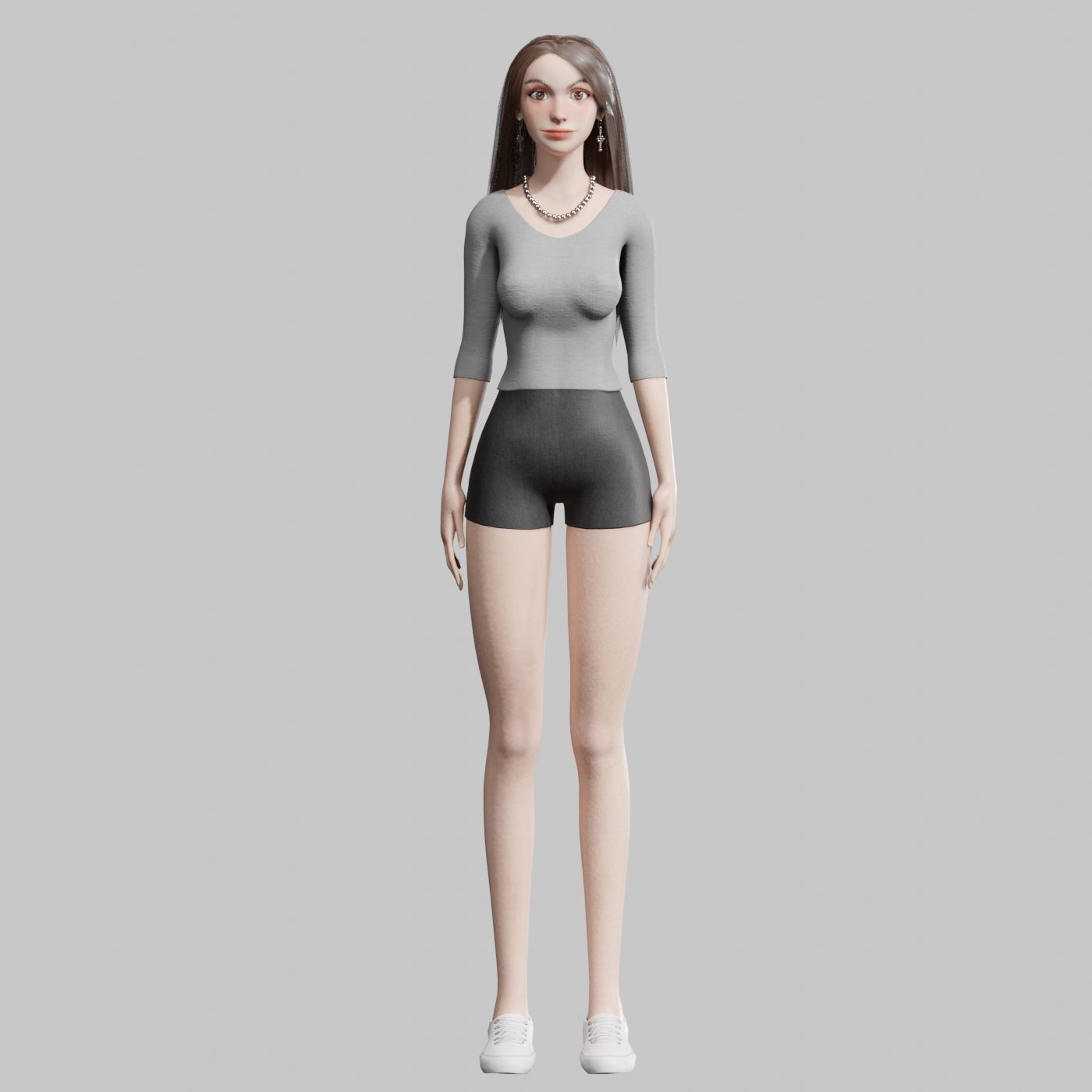 Standard cute Woman V33978  Low-poly 3D model_9
