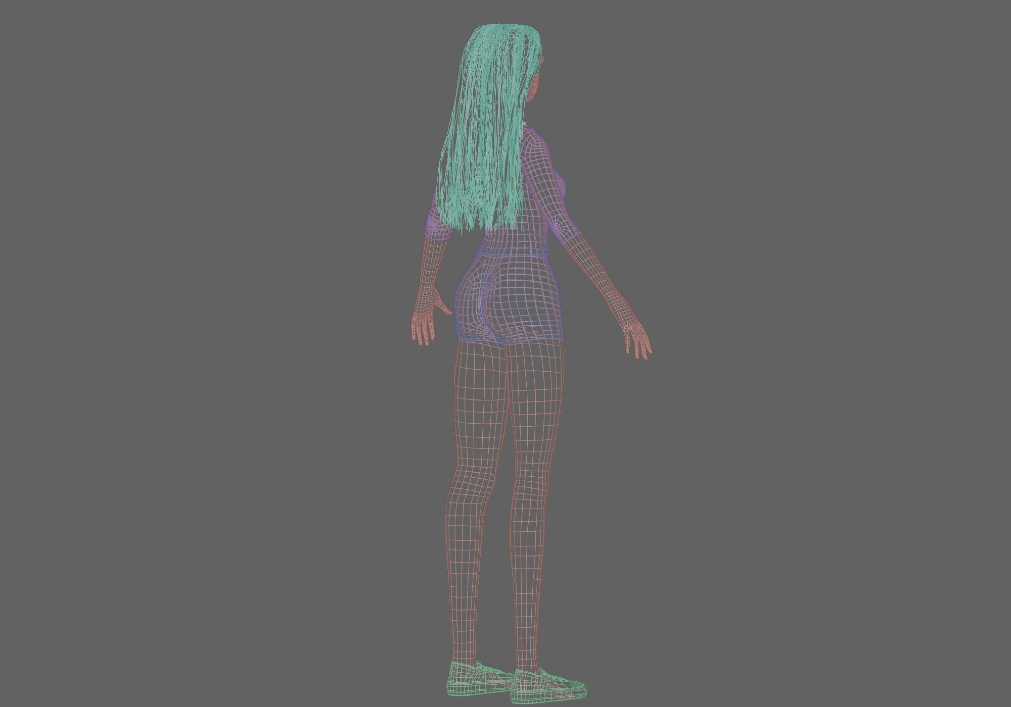 Standard cute Woman V33978  Low-poly 3D model_12