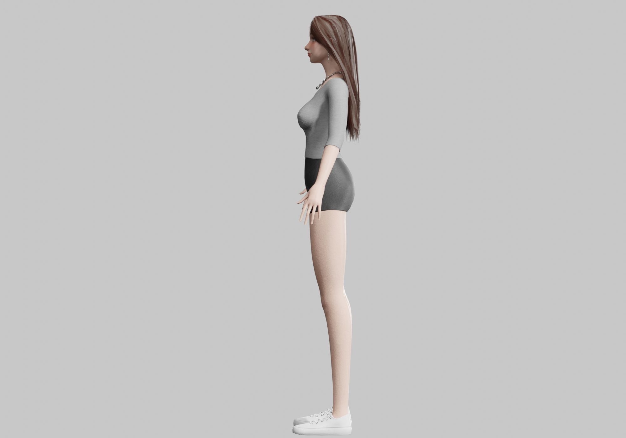 Standard cute Woman V33978  Low-poly 3D model_7