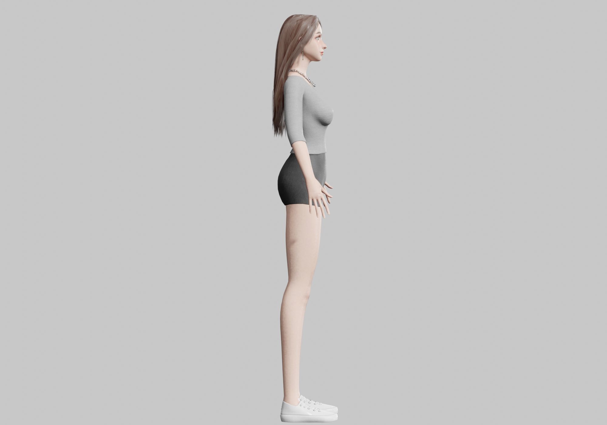 Standard cute Woman V33978  Low-poly 3D model_4