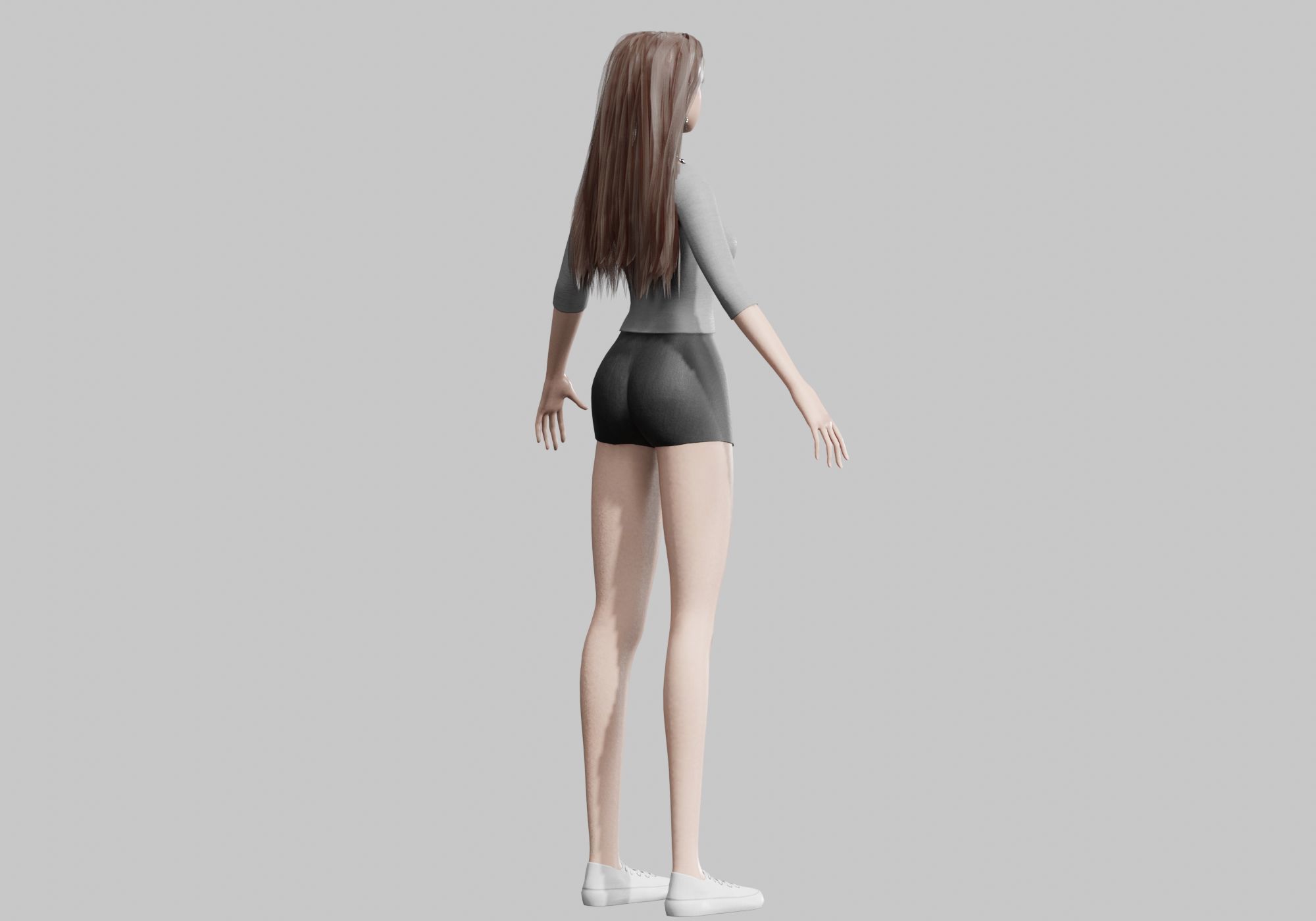 Standard cute Woman V33978  Low-poly 3D model_5