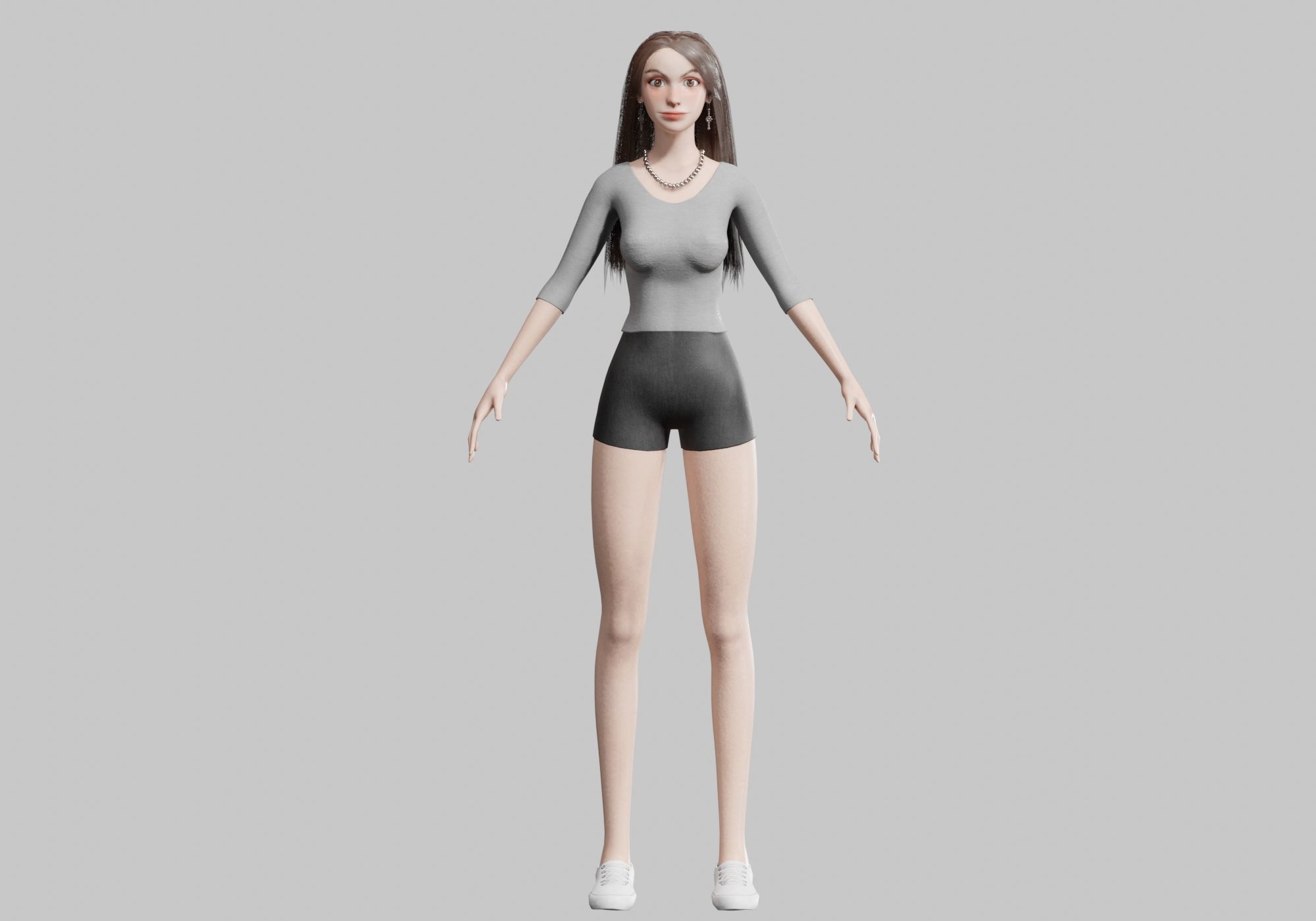 Standard cute Woman V33978  Low-poly 3D model_1
