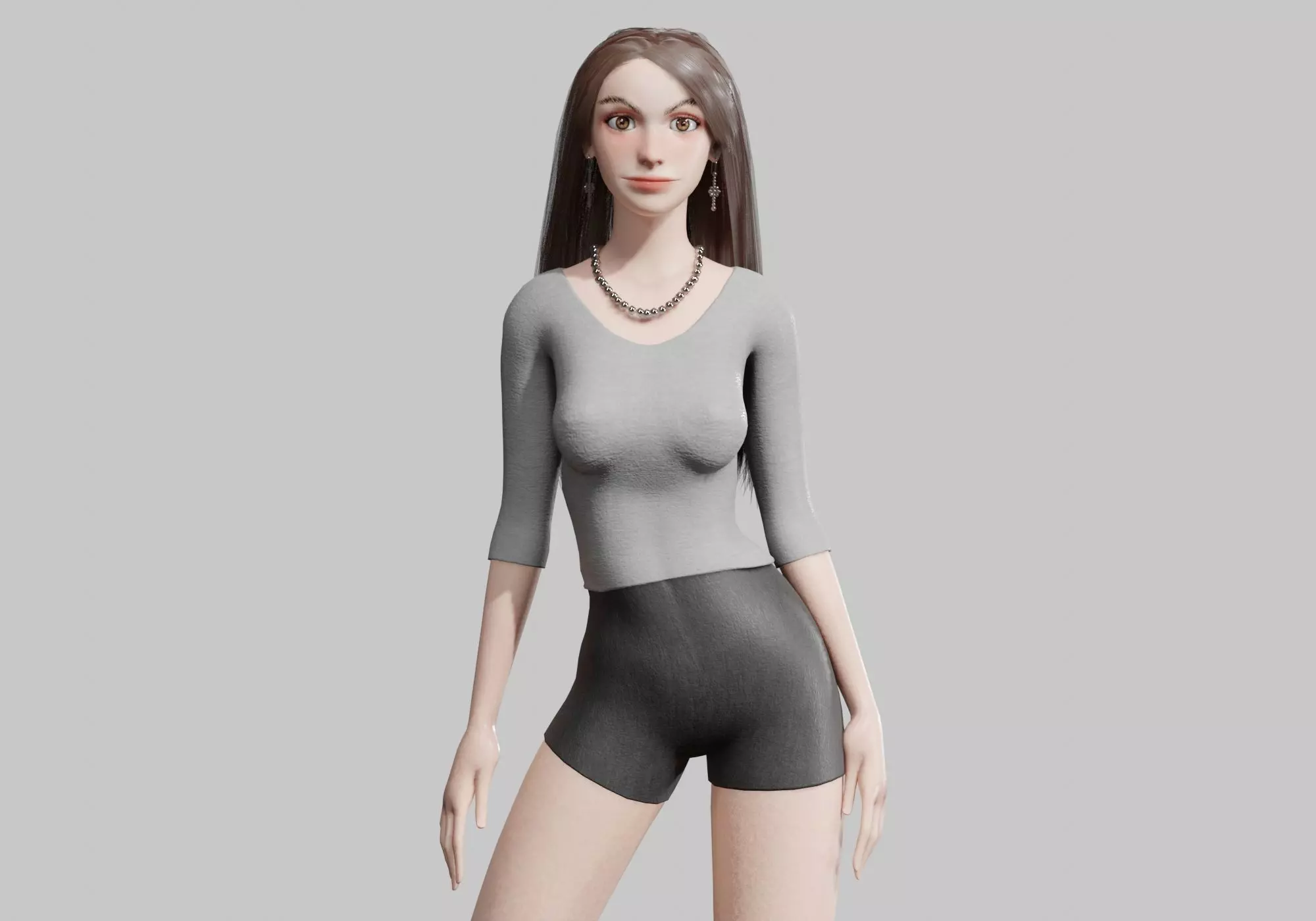 Standard cute Woman V33978  Low-poly 3D model_0