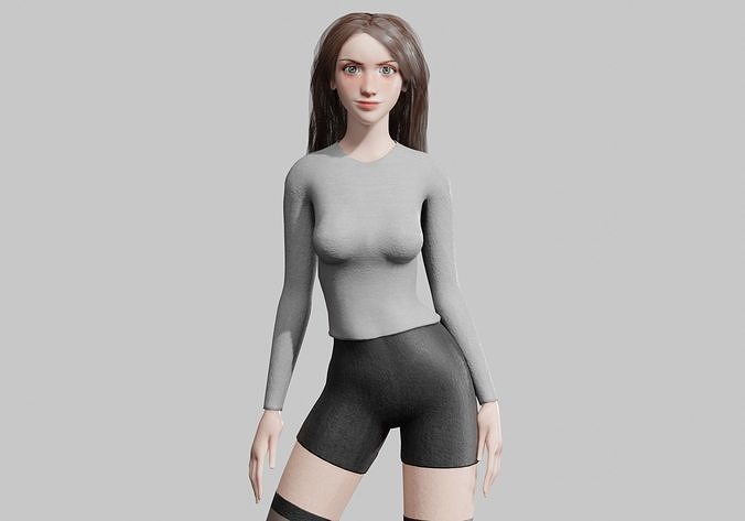 cute Young Woman V35121  Low-poly 3D model