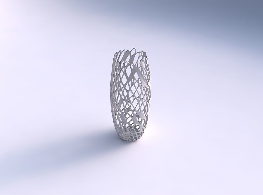 Vase tall twisted with cracked organic lattice 3D print model