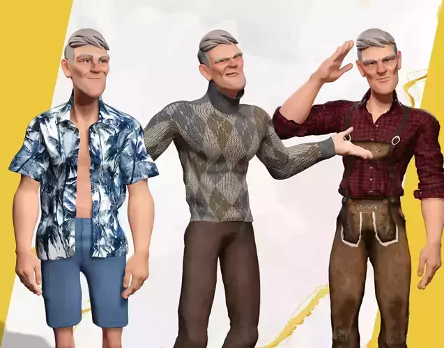 Stylized Elderly Cartoon old men Collection 