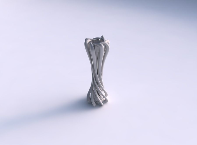 Vase straight double twisted with collapsed top streched and wavy top