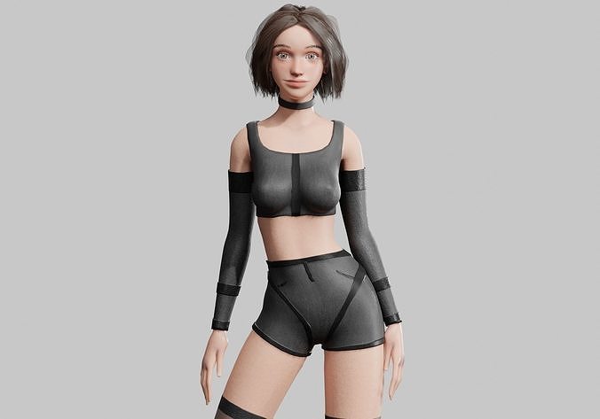 cute Basic Woman V36934  Low-poly 3D model