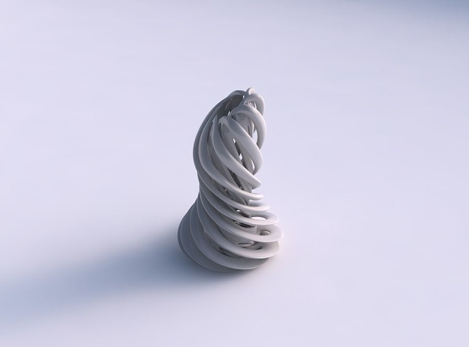 Vase straight double twisted with collapsed top streched top corner