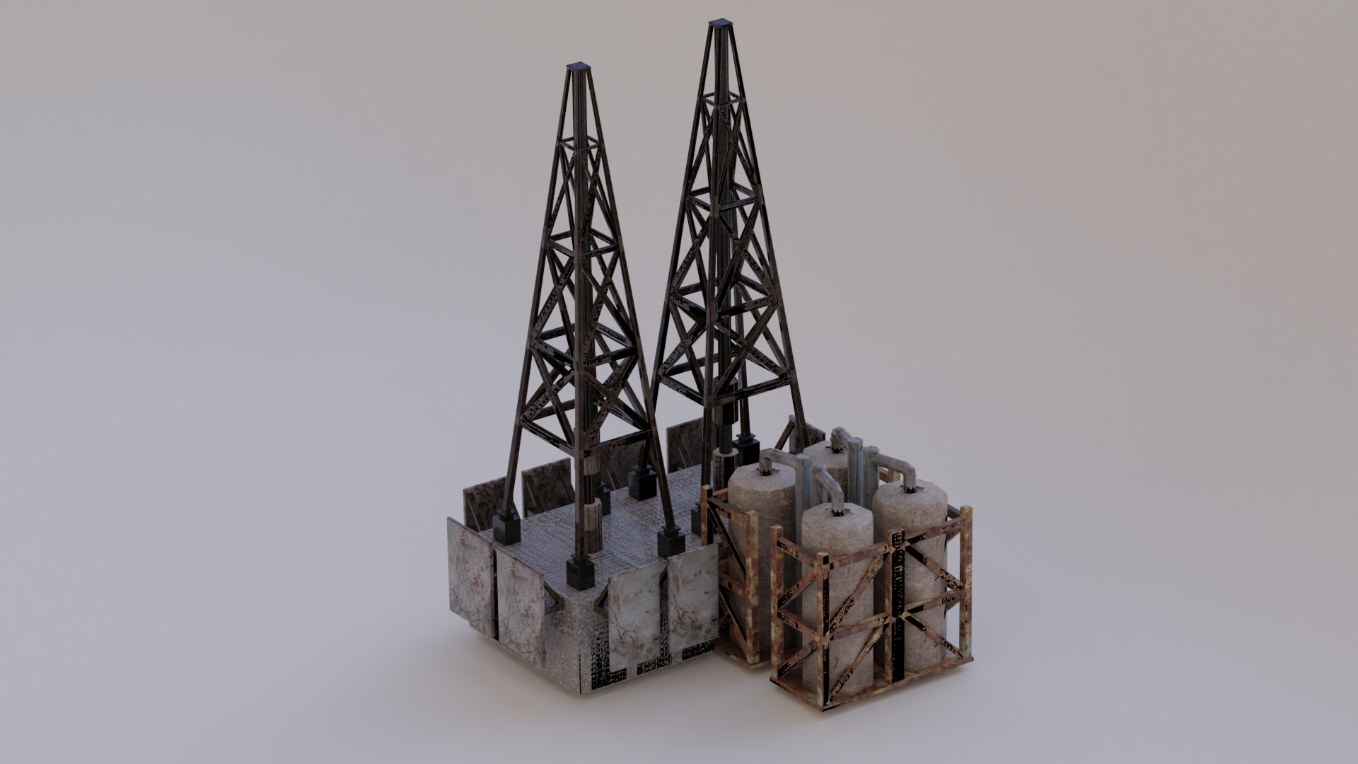 oil rig Low-poly 3D model_2
