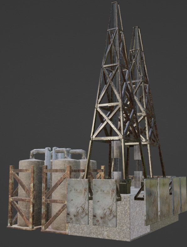 oil rig Low-poly 3D model_4