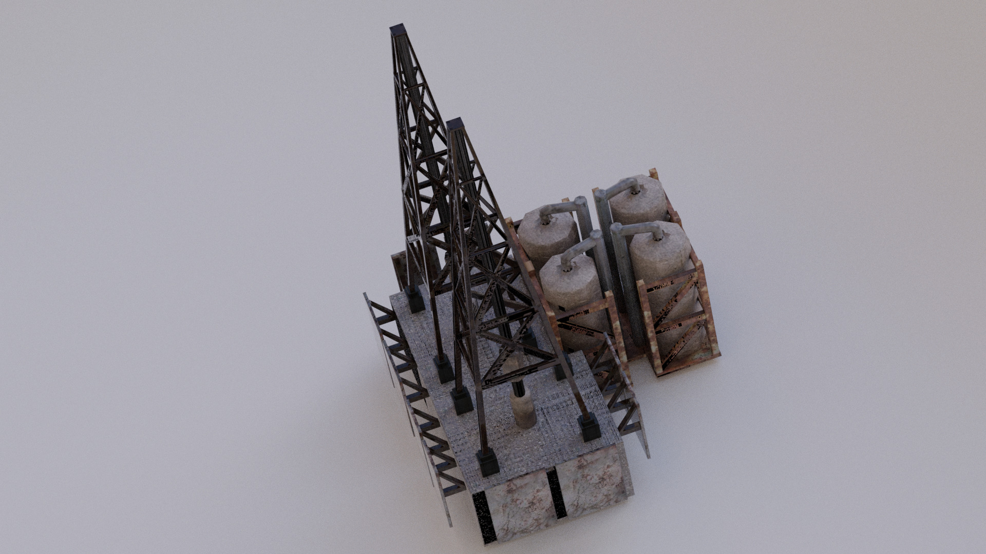 oil rig Low-poly 3D model_3