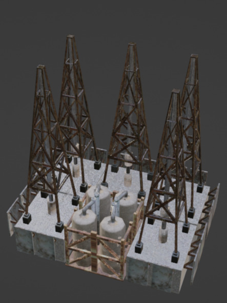 oil rig Low-poly 3D model_7