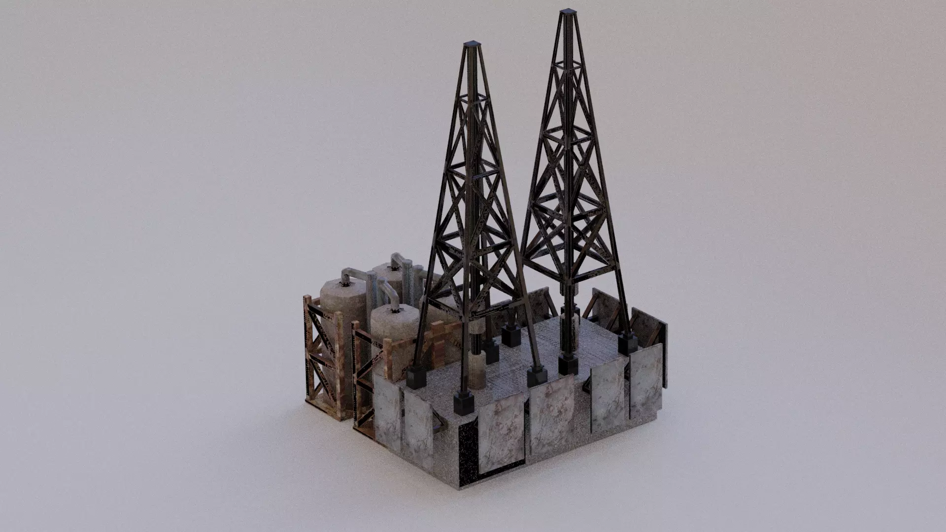oil rig Low-poly 3D model_0