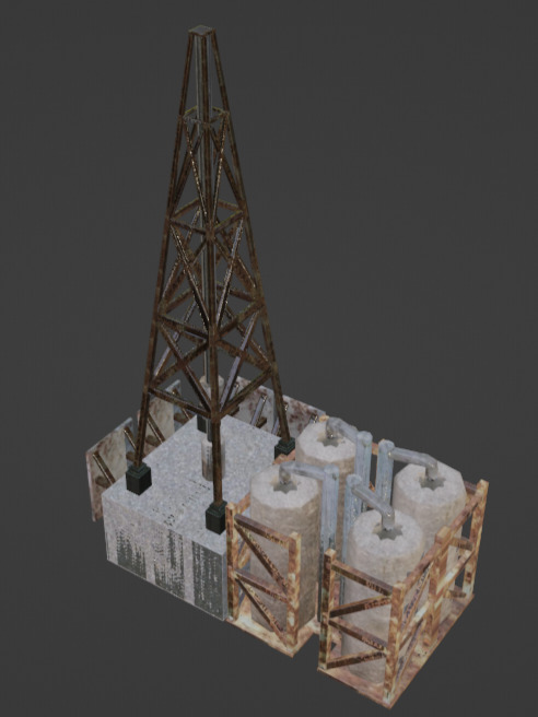 oil rig Low-poly 3D model_1