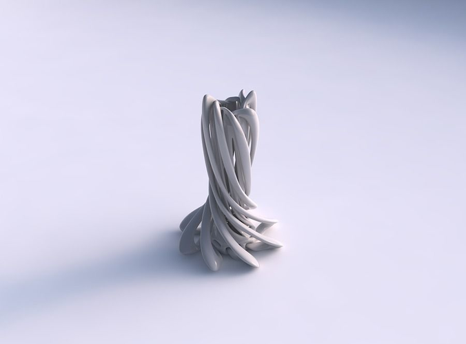 Vase straight double twisted with collapsed top streched top