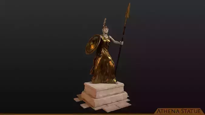 Ancient Greek Athena Statue  Low-poly 3D model